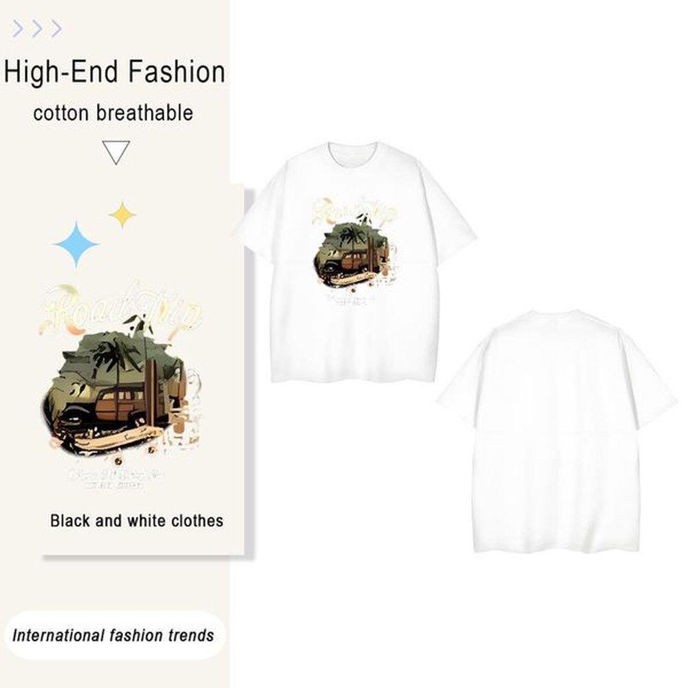 Comfortable car 230g 100% Cotton Men Tops Tees Casual O Neck Short Sleeves T Shirts Men Fashion Designer DIY Anime Tshirts