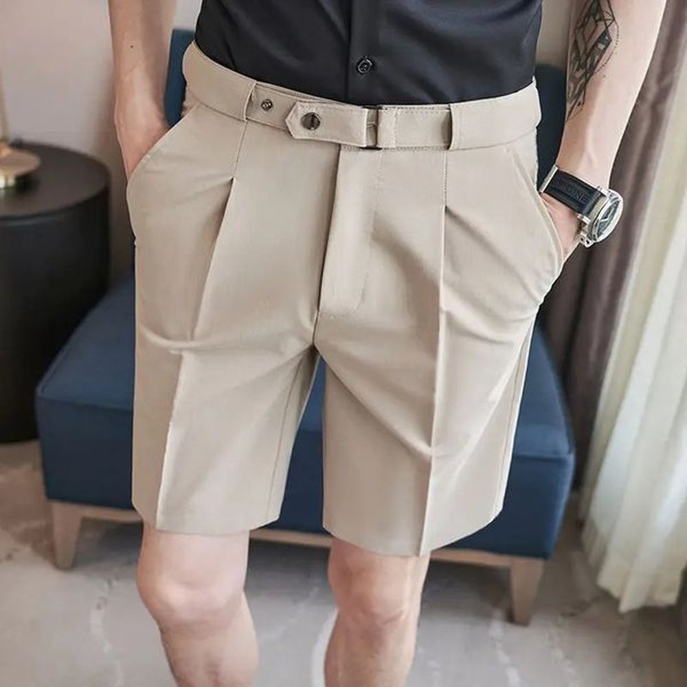 Comfortable Elastic Waist Cargo Shorts Straight Simplicity Handsome Button Pockets Solid Zipper Fashion Casual Mens Clothing 250109