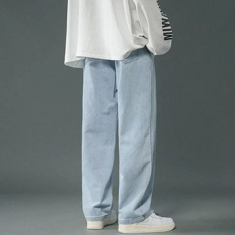Comfortable Men Jeans Mens Wide Leg Denim Pants Hip Hop Style Washed with Pockets Classic Straight Casual for Spring 250113