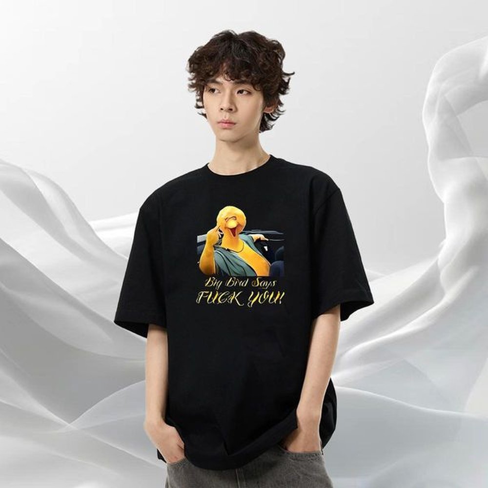 Comfortable Men Tees 230g Cotton Summer Casual bird Cartoon Print O Neck Short Sleeves New Designer T-Shirts Wear