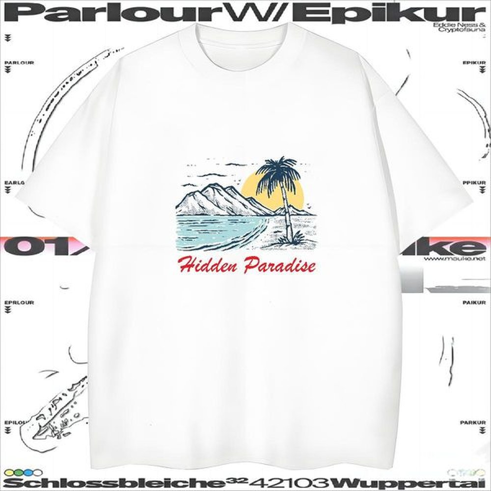 Comfortable T Shirts Men 230g Cotton mountains Beach Skull Breathable Crew Neck Tshirts Fashion Tee Shirt