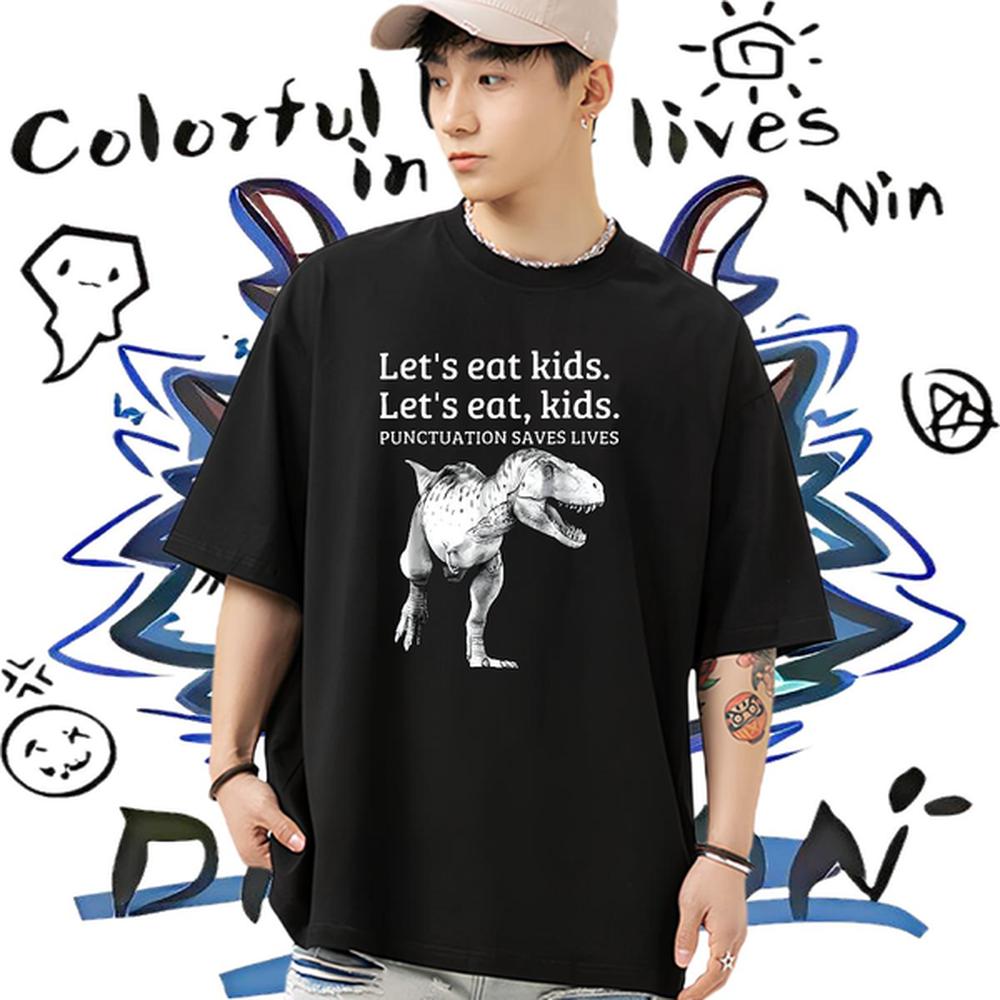 Comfortable T-Shirts for Men Sport Crew Neck Cotton Men Tees 2024 Cartoon Print Polos