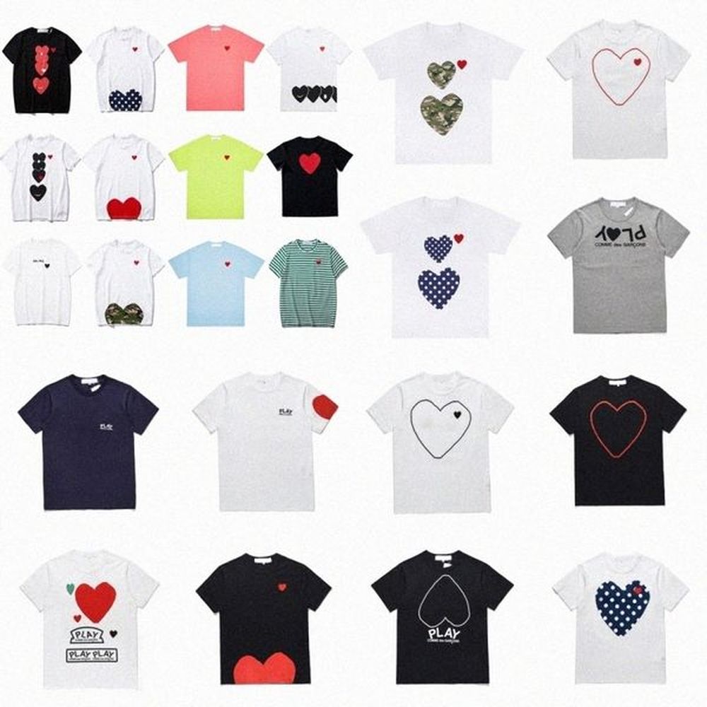 Commed Des Garcones Play Brand Mens T Shirts Designer Red Heart Fashion Casual T-Shirt Cotton Printed Short Sleeve High Quanlity Summer Luxu