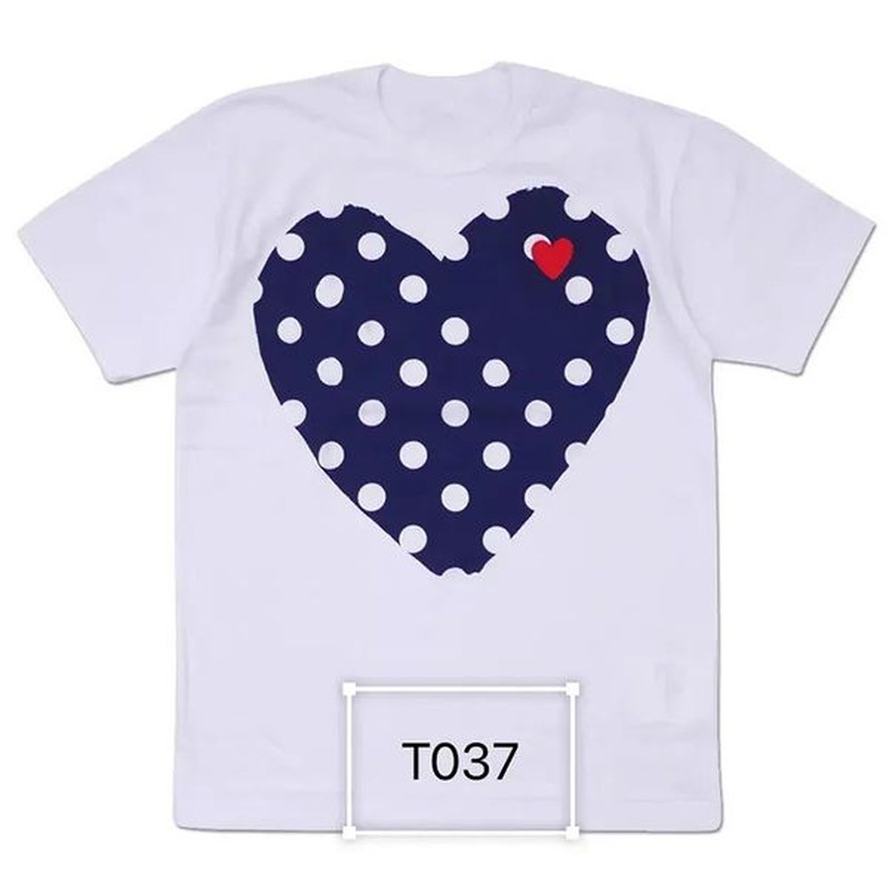 Commeds Des Garcones Tshirts Play Designer Women Red Heart Fashion Cdgs Embroidered Cotton Printed Short Sleeve High Quanlity Couples Tees A