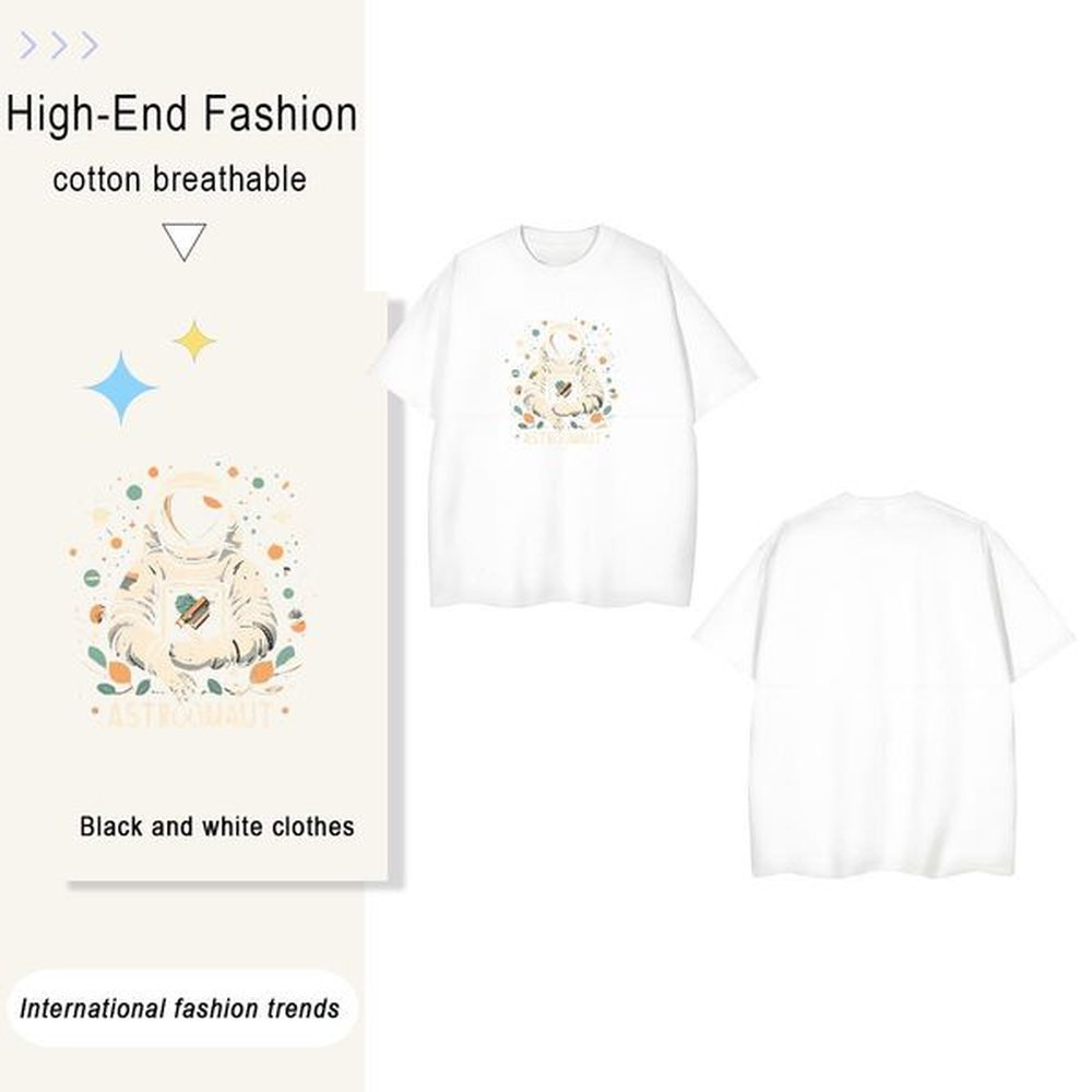 Cool Design spaceman 230g Cotton Mens Tshirts Daily Wear Breathable Crew Neck T shirt New Designer Custom Anime Clothes