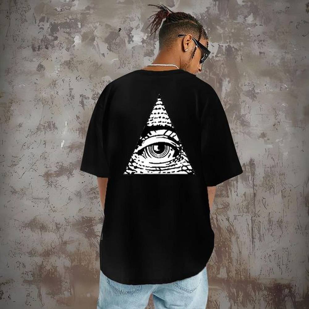 Cool Design T-Shirts for Men 100% Cotton 230g eye of the devil Street wear Hip Hop DIY Printed Breathable Tshirt for Man Woman DIY Customize