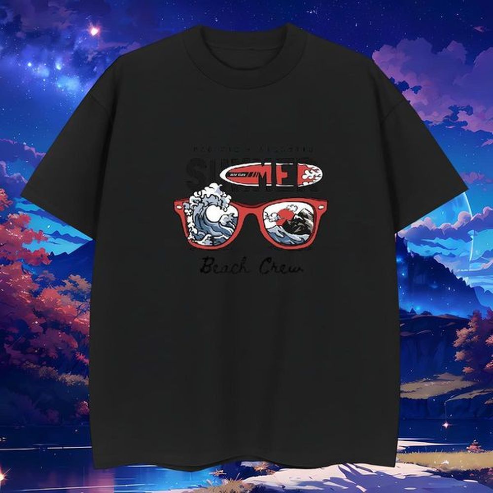 Cool sea wave 230g Cotton Men Tshirts Beach Breathable Crew Neck T shirt Wholesale DIY Tee Shirt