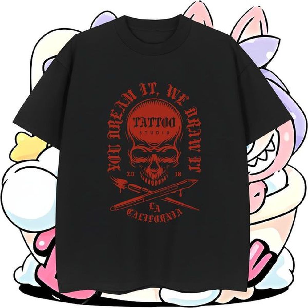 Cool T-Shirts for Men 230g Pure Cotton skull Casual Custom Anime Breathable Tshirts DIY Customized Top Tees
