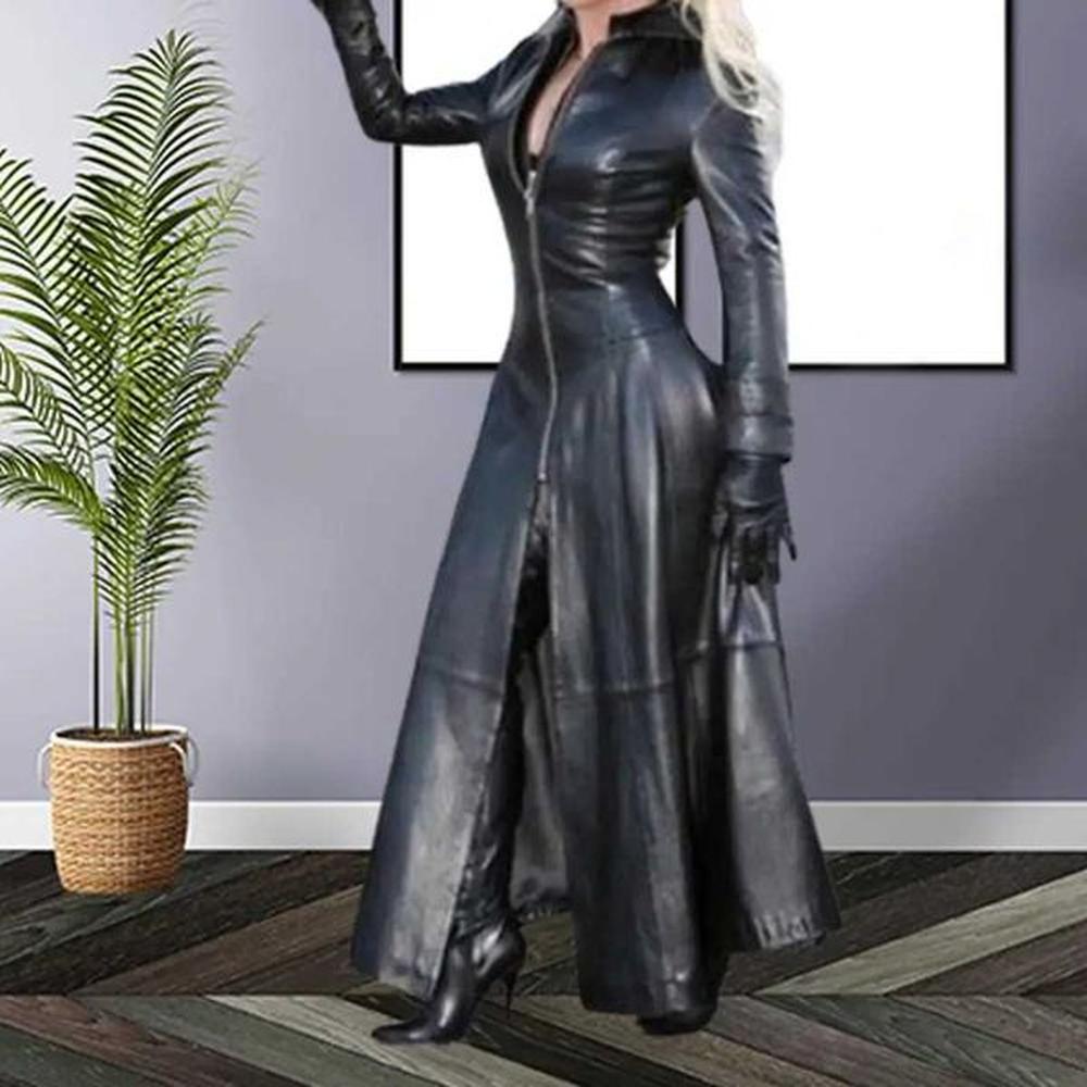 cool winter jacket cardigan faux leather stand collar lady autumn