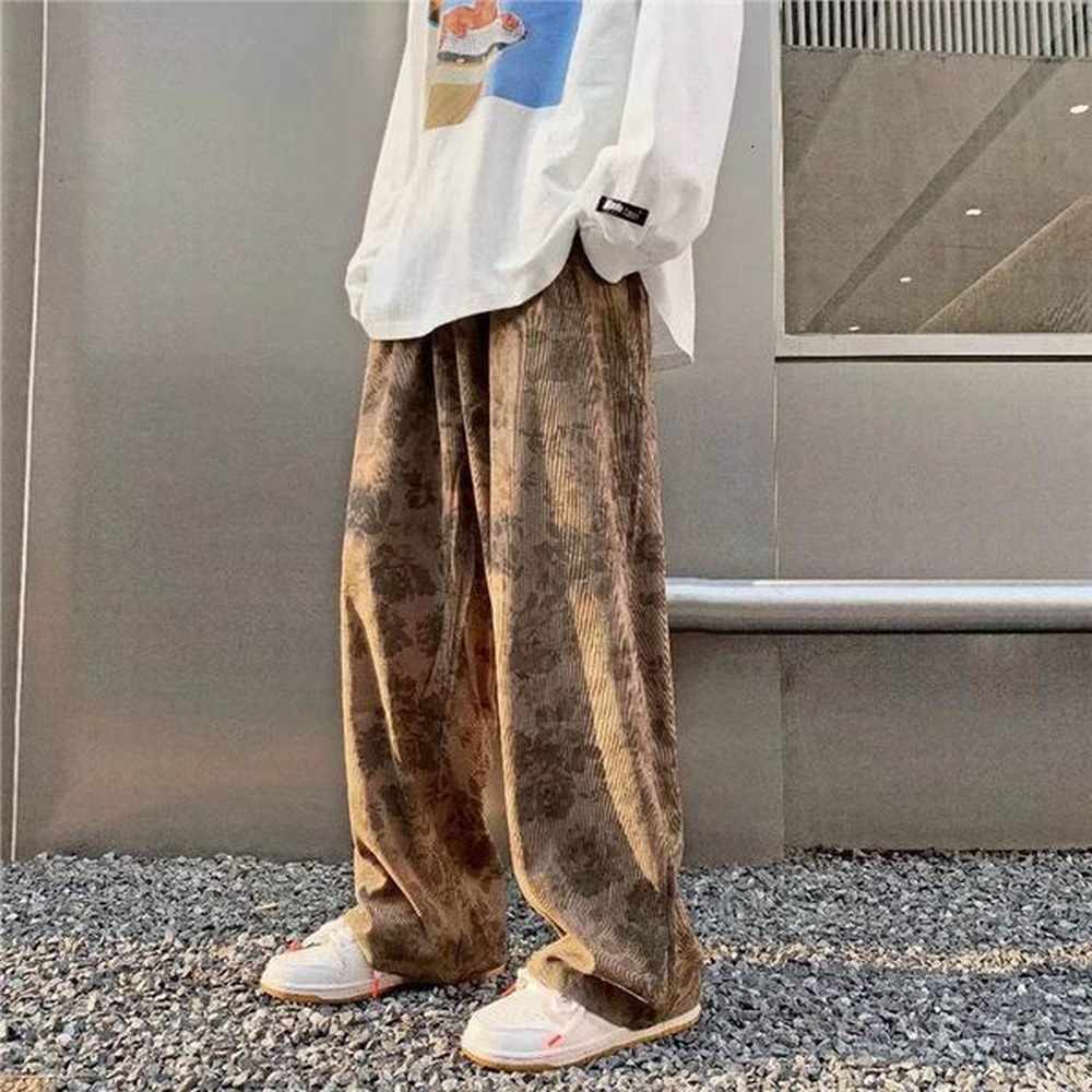 2024 Corduroy straight pants for men, winter styles, thickened American fashion brand, spring and autumn wide leg casual pants, no