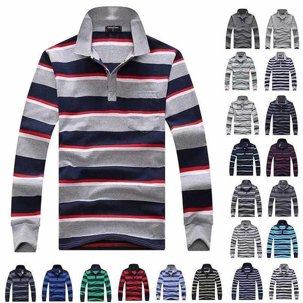 Cotton mens long Sve mens shirt with spring and autumn stripes mens dress classic business 2018 father gift direct shipping W241106