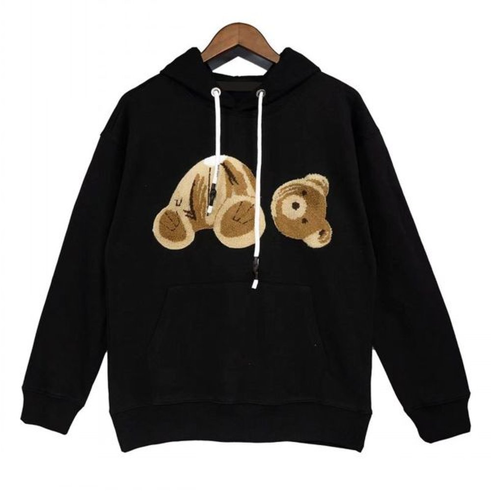 Couple Outfits Pink Palm Hoodie Mens Womens Sportswear Cotton Embroidery Broken Bear Sweatshirt Puffer Print Hoodies Angles Pullover Loose A