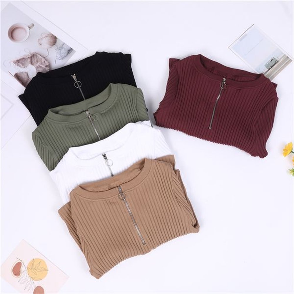cozy zipfront crew neck sweater with convenient closure feature