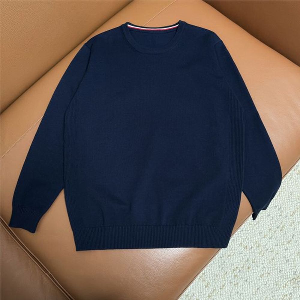 Crew Polo Sweater Sweatshirt Long Sleeve Embroidered Mens Navy Pullover Outdoor Cotton Jumper