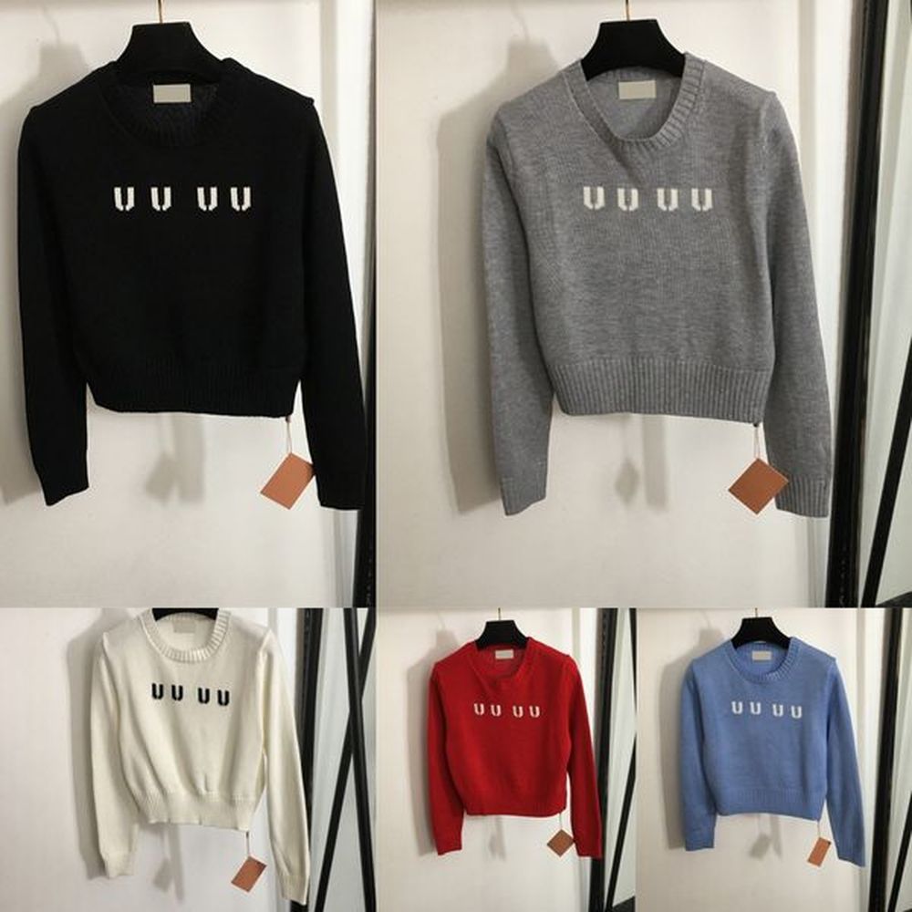cropped women sweater jumper tops letter round neck knitted jumpers