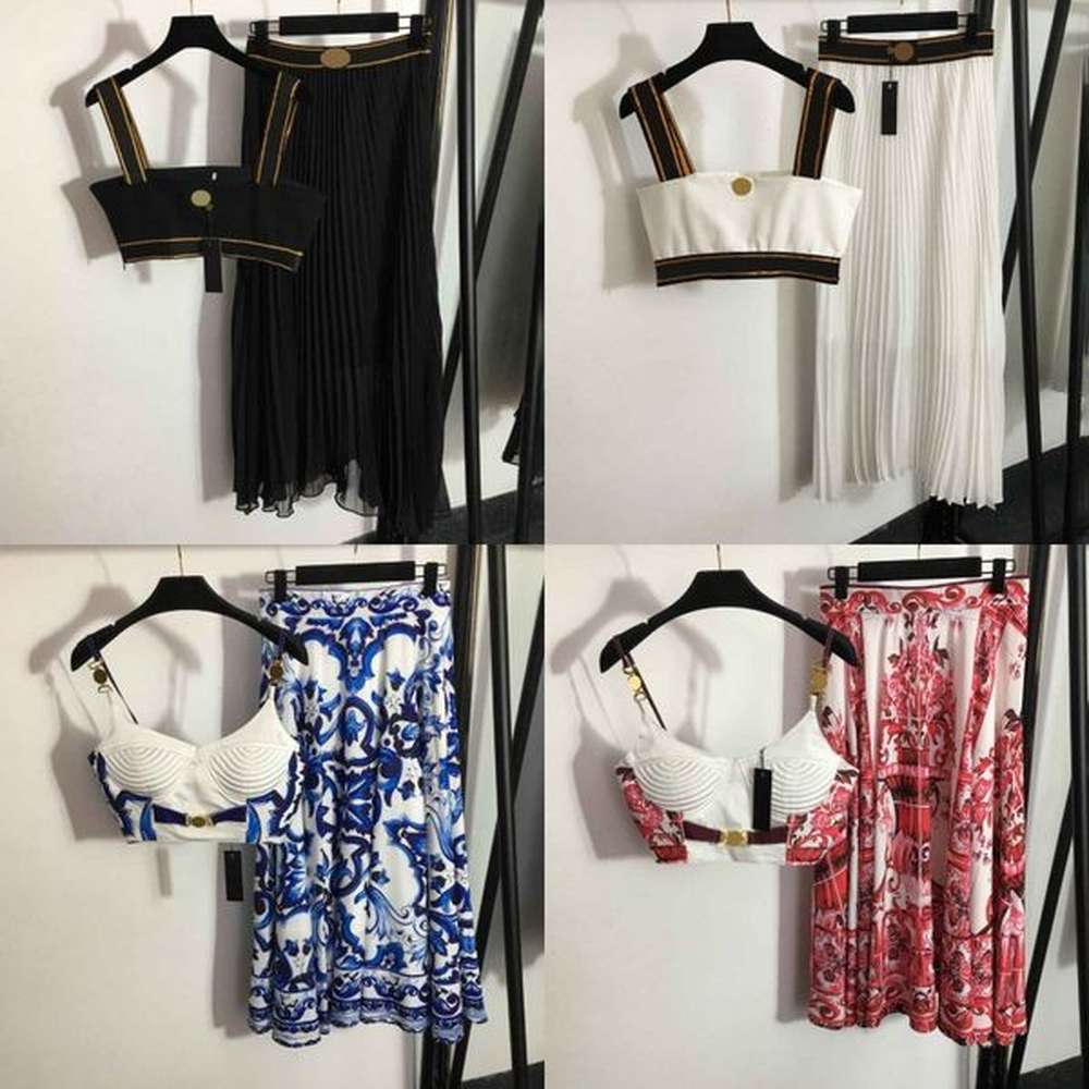 cropped women tanks skirt dress vintage contrast color vest skirt