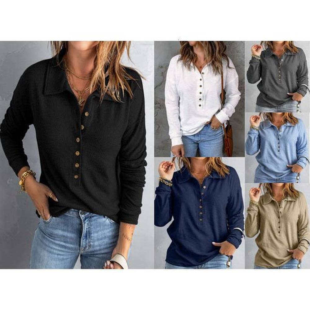 cross border solid color knitted sweater womens single breasted lapel