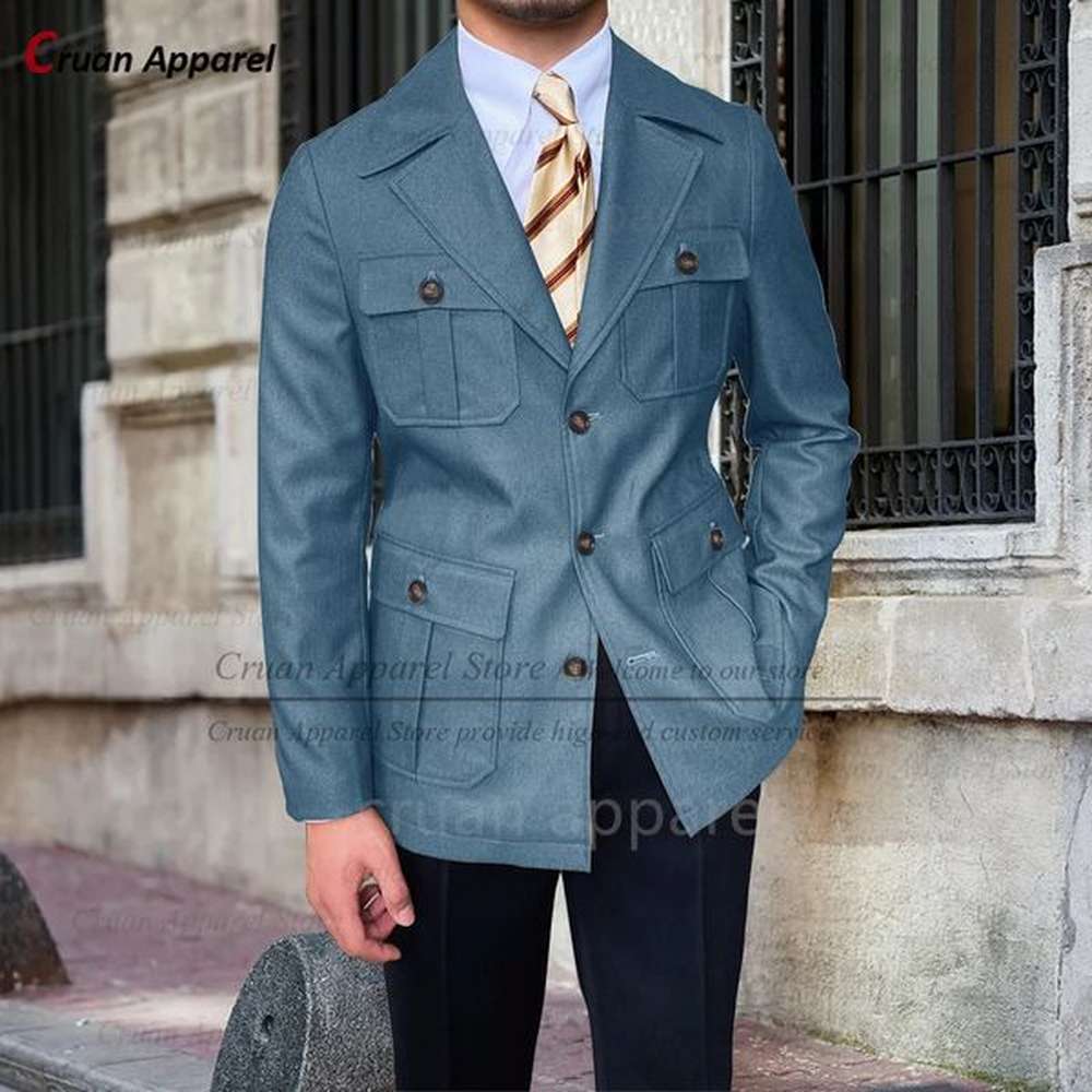 Custom Denim Men Blazer 1 Piece Birthday Party Slim Fit Classic Jacket Fashion Banquet High Quality Male Costume 240914