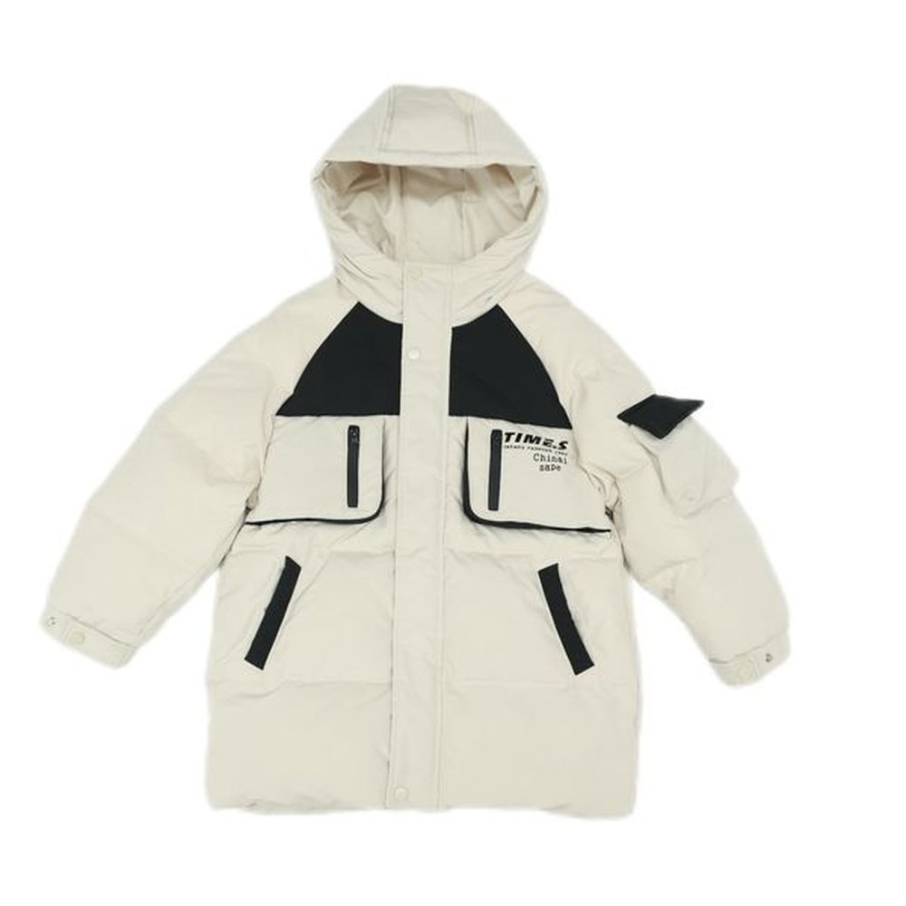 Custom Men's Thick White Duck Breathable Long Warm Winter Puffer Jacket Hood Zipper Closure Waterproof Casual Style Outdoor Use