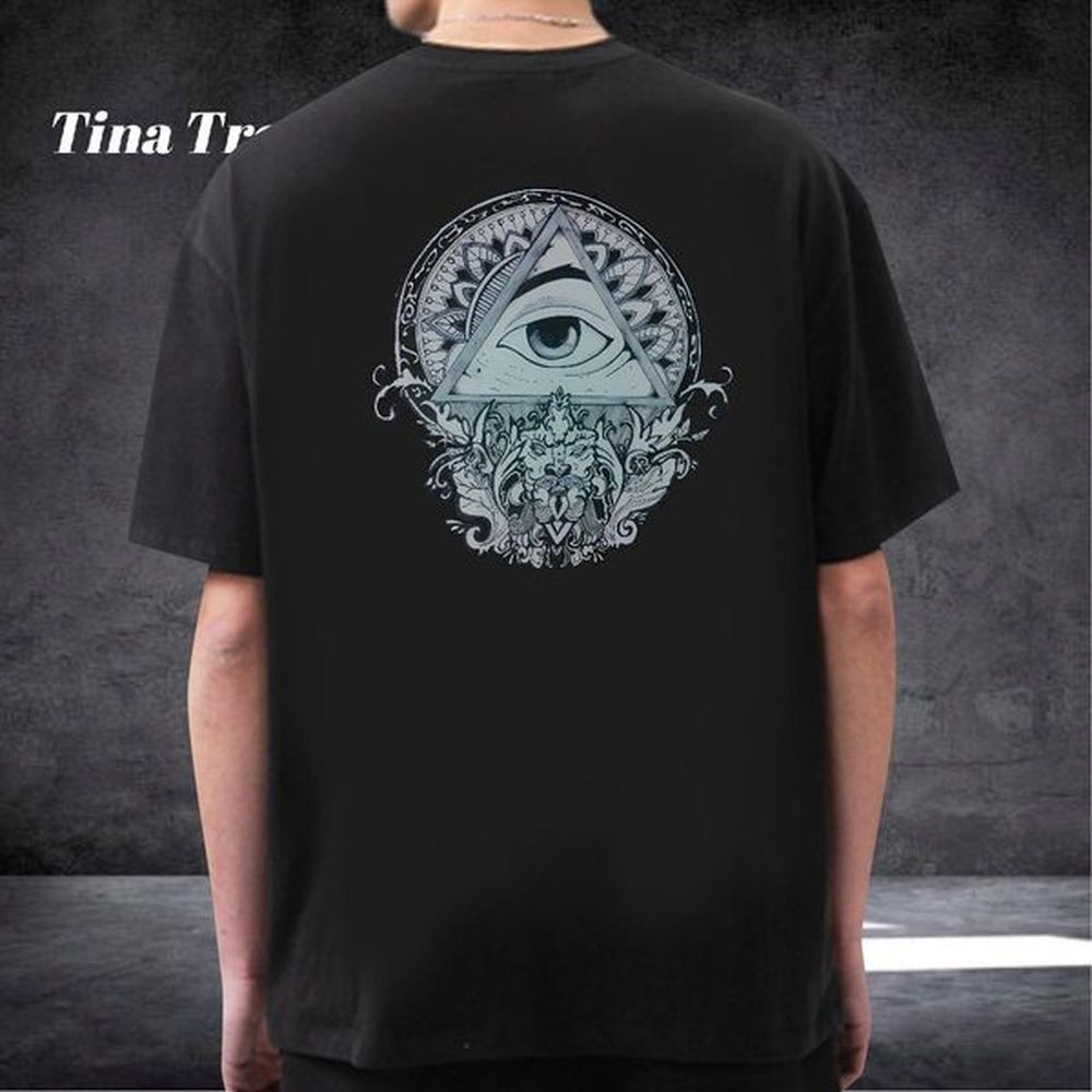 Custom T Shirts Men eye of the devil Tops Tees 230g Cotton Hip Hop Street Classic Floral Print Crew Neck Tshirt for Man Woman