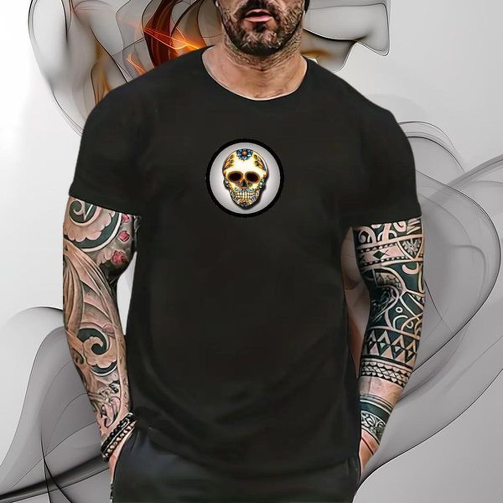 Custom T-Shirts skull Clothes 230g Cotton Hip Hop Loose Fit Custom Big Size Crew Neck Breathable Couples T Shirts