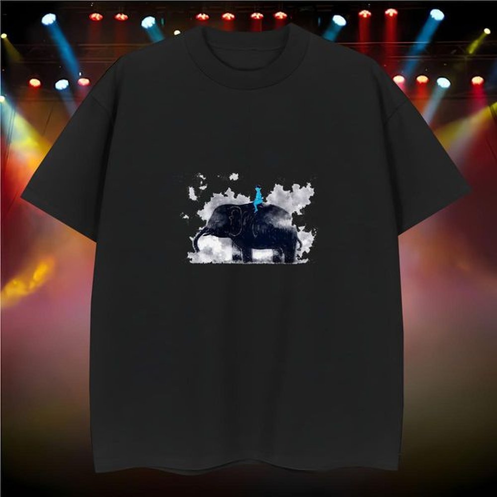 Customized Couples T Shirts Elephant Street wear Hip Hop 100% Cotton 230g Polos Breathable Short Sleeve Wholesale T shirt Black Oversized