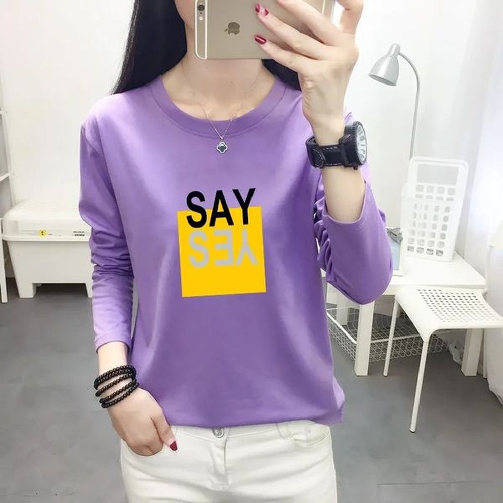 customized womens long sleeved tshirt autumn thin top simple style.jpeg