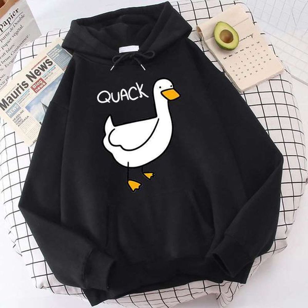 cute cartoon duck pattern printed hoodie menwomen casual fashion hoodies