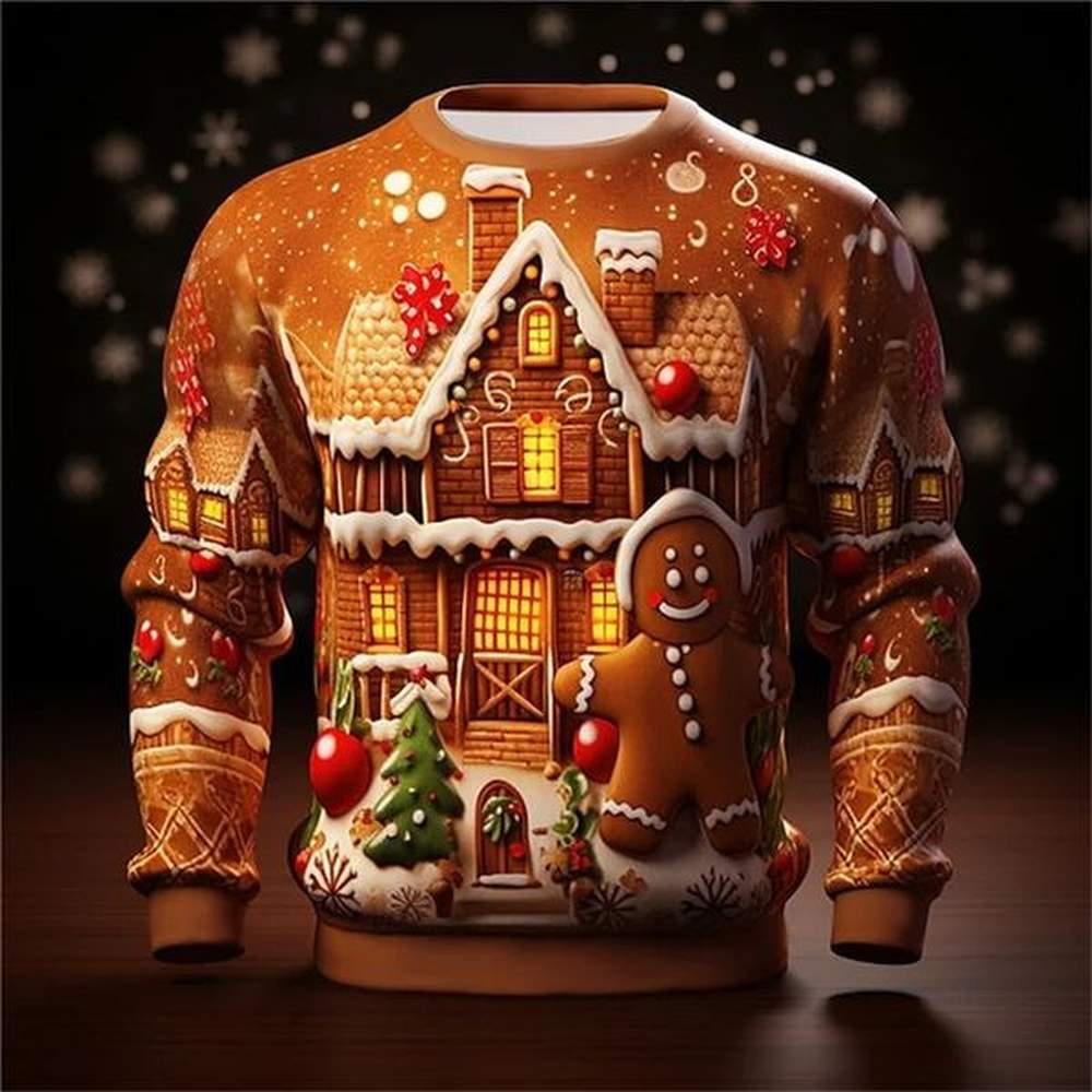 3D Gingerbread Man Santa Claus Printed Sweatshirts Merry Christmas Snowman Grapohic Pullovers For Men Funny Harajuku Clothes 241025