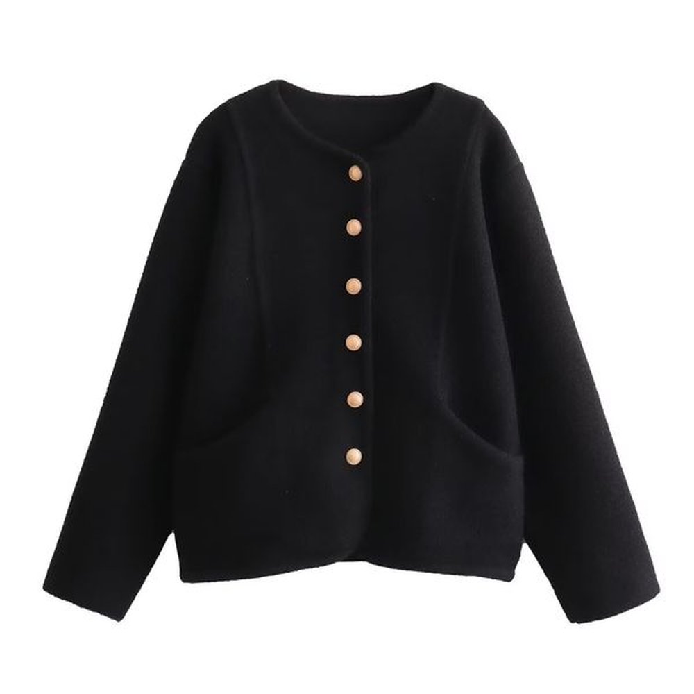 d winter new korean style highgrade woolen coat womens round