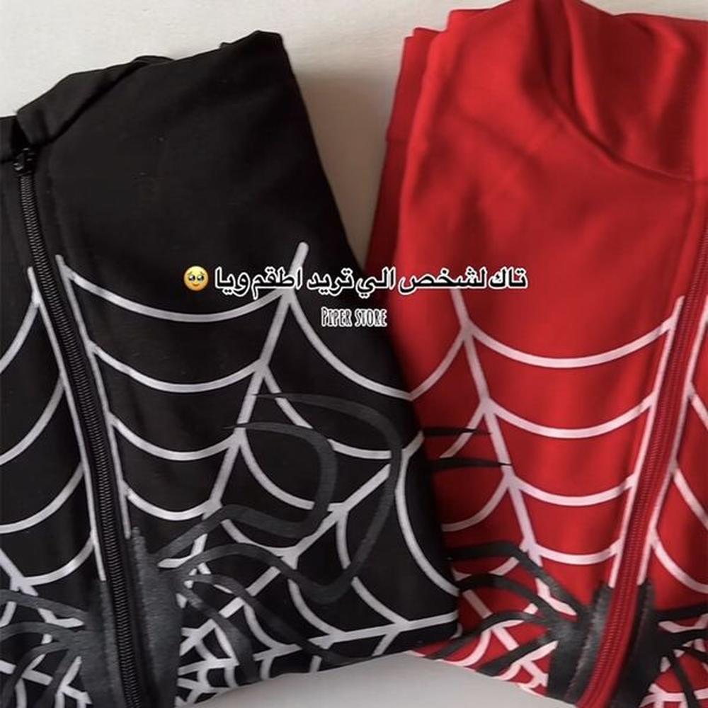dark spider web printed goth black hoodie sweatshirt zipper streetwear