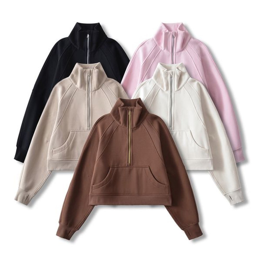 ddmytoys autumnwinter stand up collar half zipper oversize loose