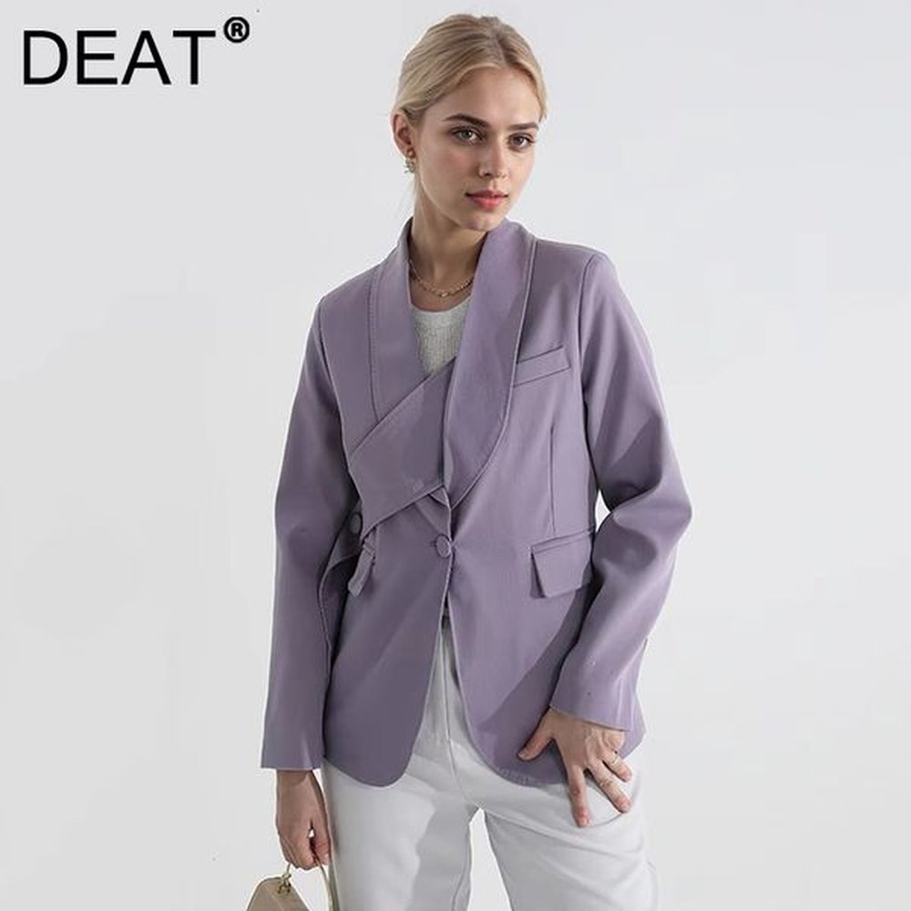deat fashion deconstruction blazer womens notched collar waist long sleeve