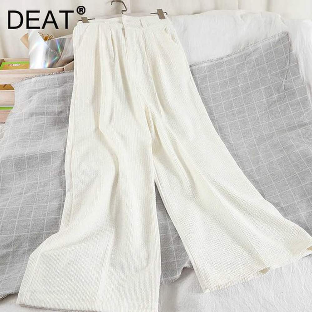 deat spring winter solid color high waist straight wide leg