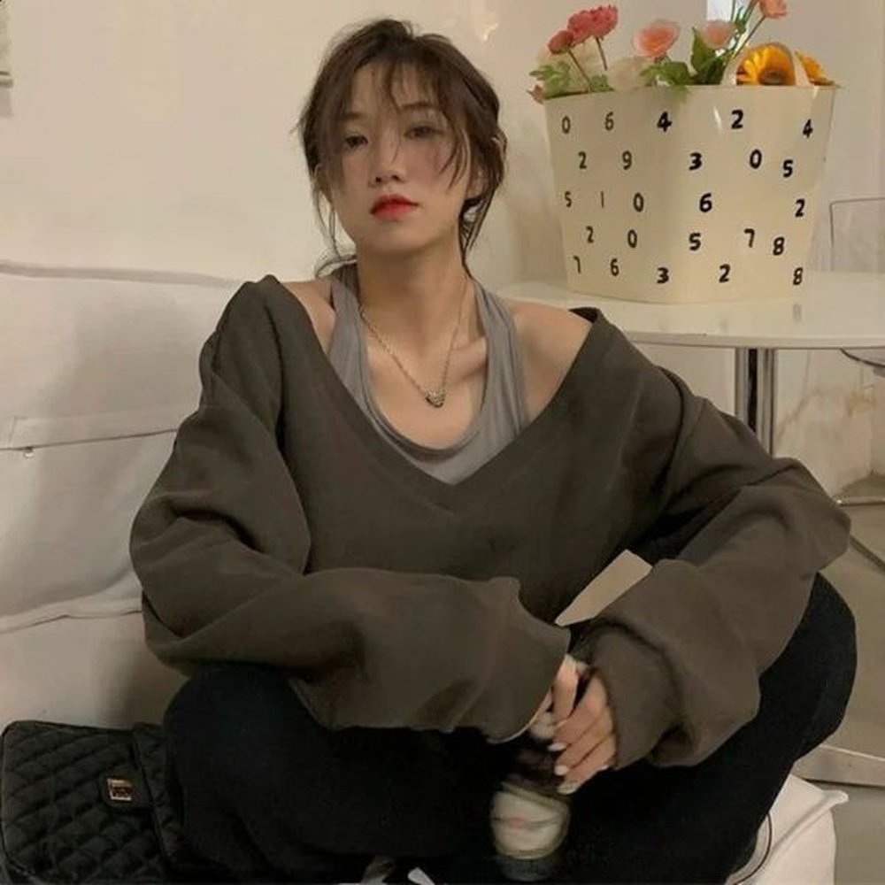 deeptown vintage harajuku sweatshirts women kpop gyaru off shoulder yk