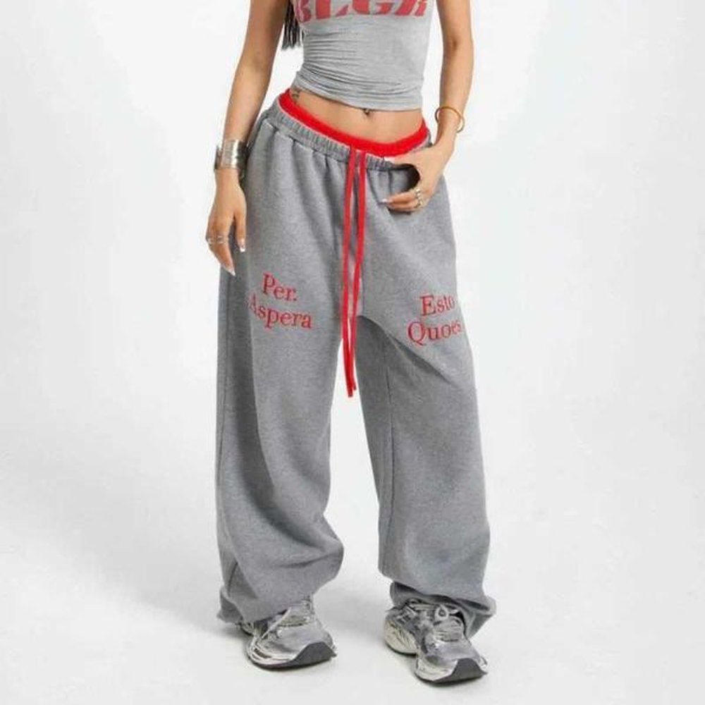 deeptown yk oversized grey sweatpants woman america street casual sports