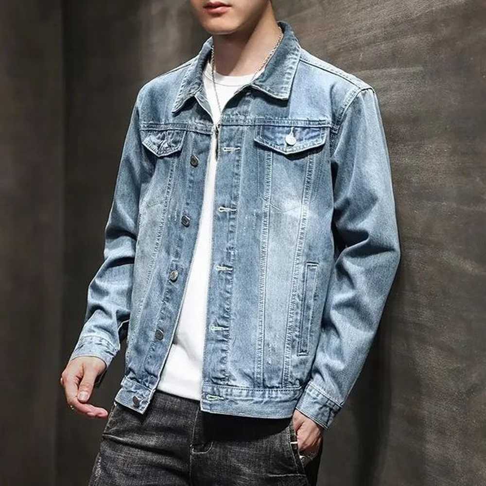 Denim Jackets Man Autumn Light Jeans Coat for Men Button Outwear on Board in Lowest Price Fast Delvery Korea G Casual Large Size 250210