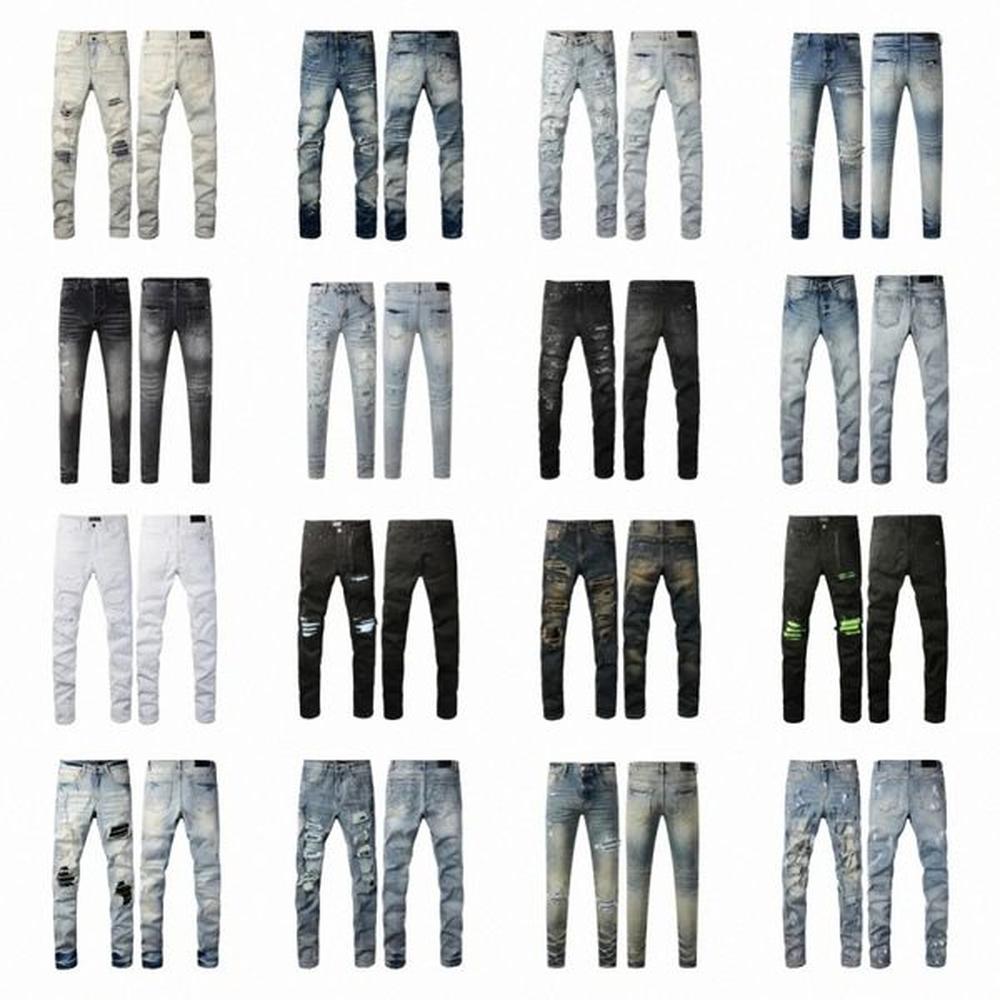Denim Mens Designer Jeans Straight baggy Leg Hip Hop Bikers Motorcycle True Gothic Holes Wide Trousers High quality
