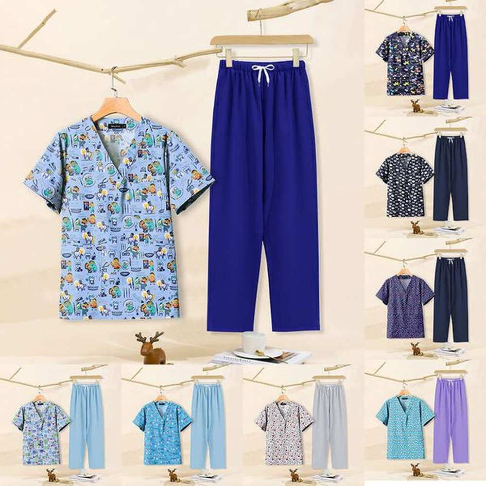 dental teeth pattern printing set short sleeved pants doctors split