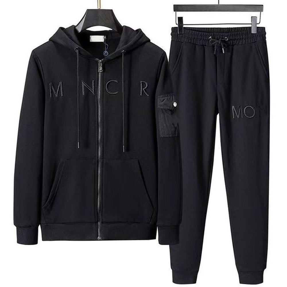 Designer American style new men's sports suit cardigan loose hooded jacket with plush two-piece set thickened suit hoodie casual trendy