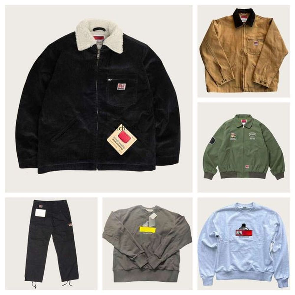 Designer ben davis jacket fashion street style corduroy thickened cotton jacket men autumn and winter retro coat loose comfortable hoodies m