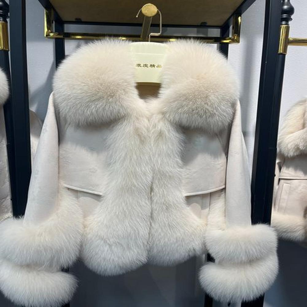 designer brand fox fur jacket outwear logo fashion designer brand