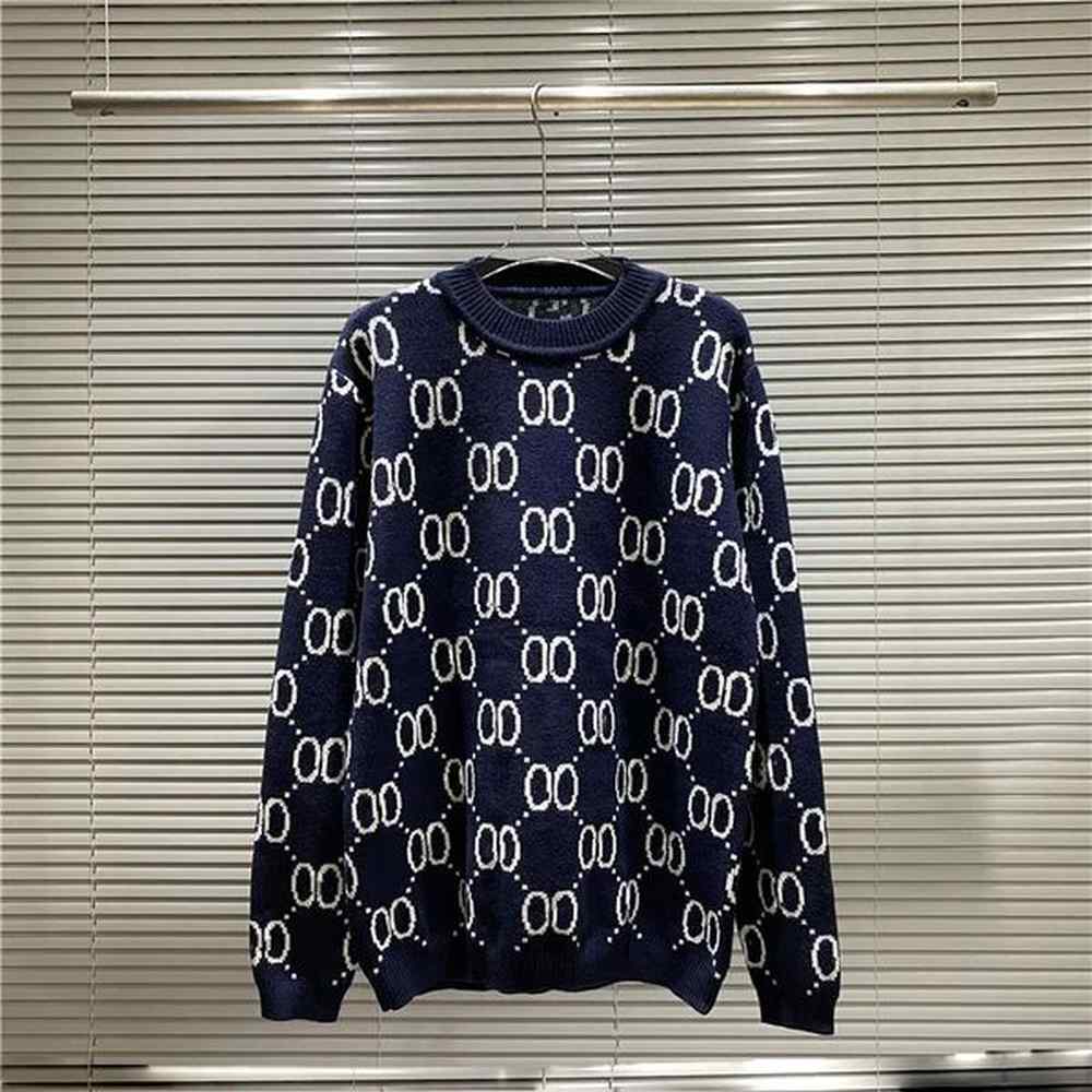 Designer brand men's sweater 100% pure cotton long sleeved pullover for men and women's classic autumn and winter warmth and comfo