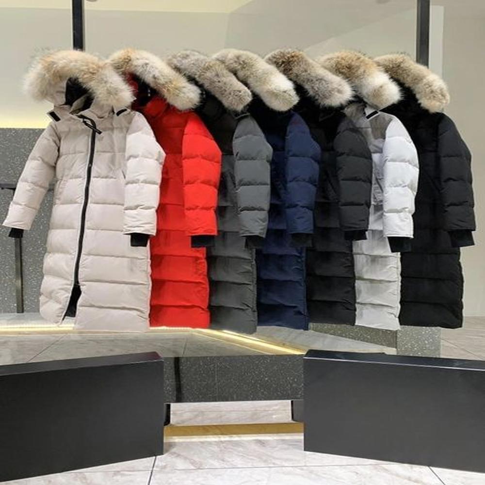 designer canadian womens down jacket fashion long coat large pocket