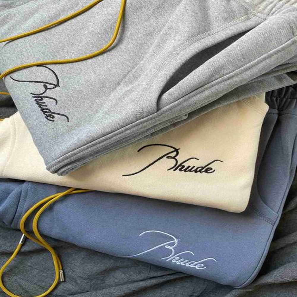 Designer Clothing short casual RHUDE Embroidered Letter Drawstring Terry Guard Pants Summer Men's Women's Pure Cotton Trend Brand