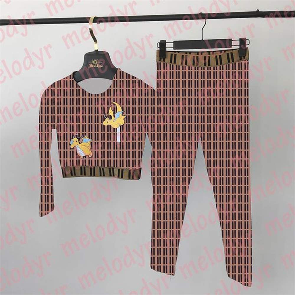 designer crop top pants letter print yoga outfit long sleeve