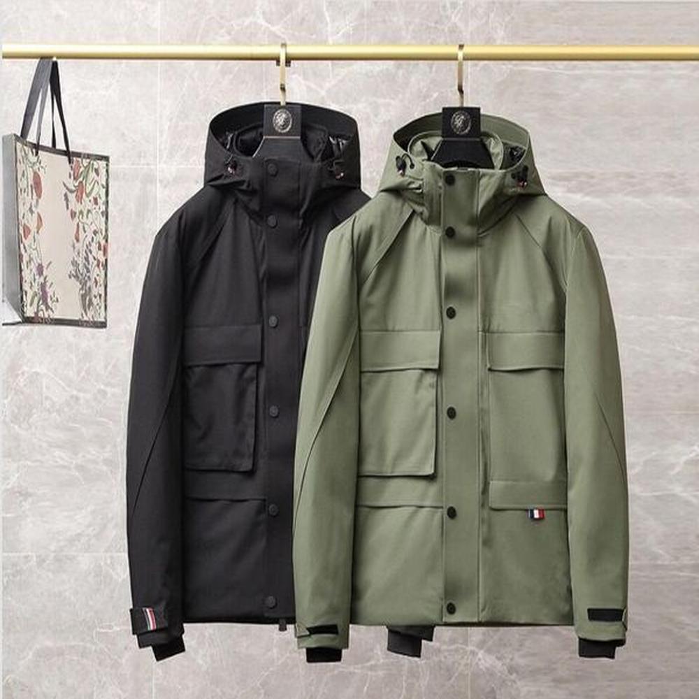 Designer down jacket men hooded down jacket Thick sport trench waterproof parka pocket design black green outdoor jacket