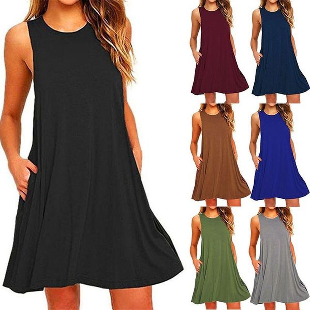 designer dress for woman summer dress women solid summer sleeveless