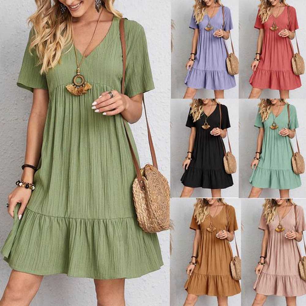 designer dress for woman vintage solid mini dresses women summer