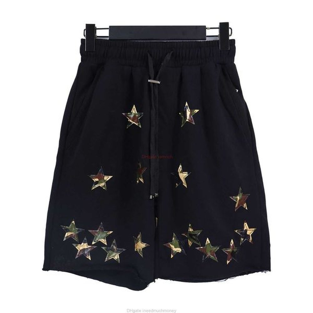 Designer Fashion Casual Clothing Amires Shorts Amies 23ss Springsummer New Personalized Pentagram Skin Patch American Style Mens Casual Spor